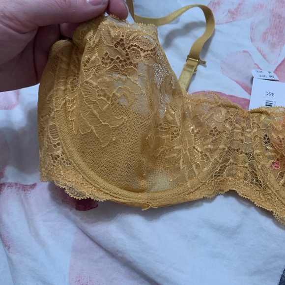 La SENZA 36C Lace Underwire Bra Gold sexy feminine - Picture 3 of 7
